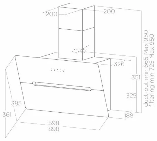 Okap kuchenny Elica Wise BL/A/90 czarne szkło (PRF0125626) - obraz 3