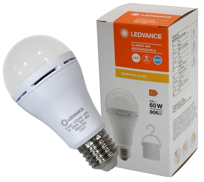 Світлодіодна акумуляторна лампа LEDVANCE LED CL A60 RECHARGEABLE 8W/865 ...