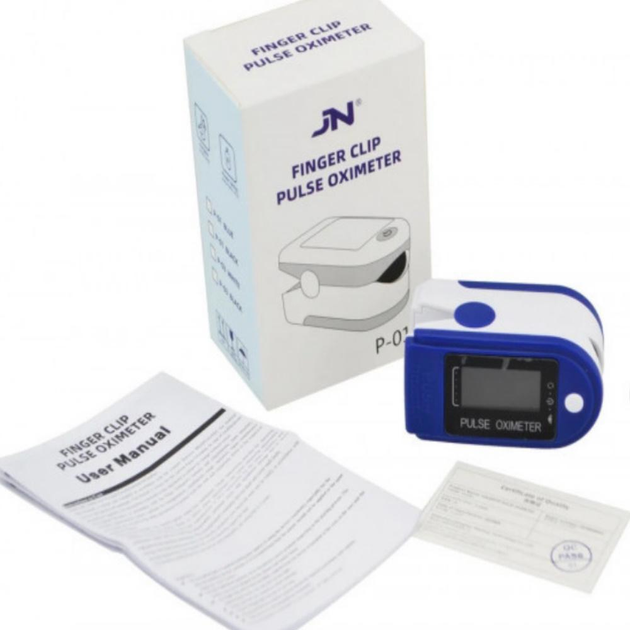 Пульсоксиметр на палец для измерения кислорода в крови Синий Электронный оксиметр P-01 JN Pulse Oximeter Портативный - изображение 2