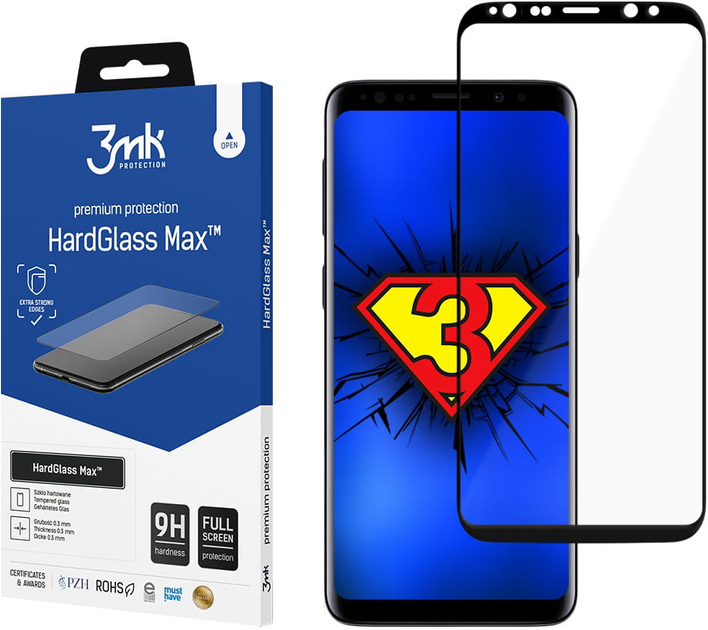 Szkło hartowane 3MK HardGlass Max dla Samsung Galaxy S8 Plus (SM-G955) czarne (5901571124582) - obraz 1