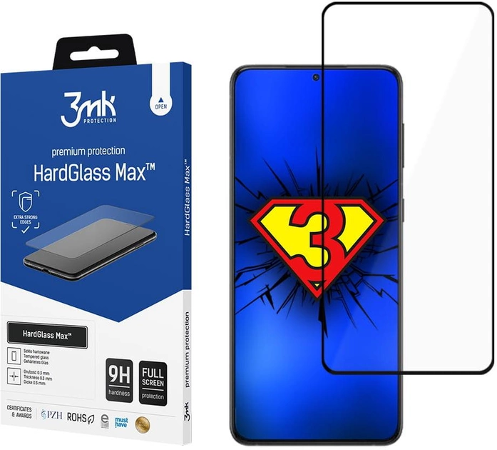 Захисне скло 3MK HardGlass Max для Samsung Galaxy S23 5G (SM-S911) Black (5903108496346) - зображення 1