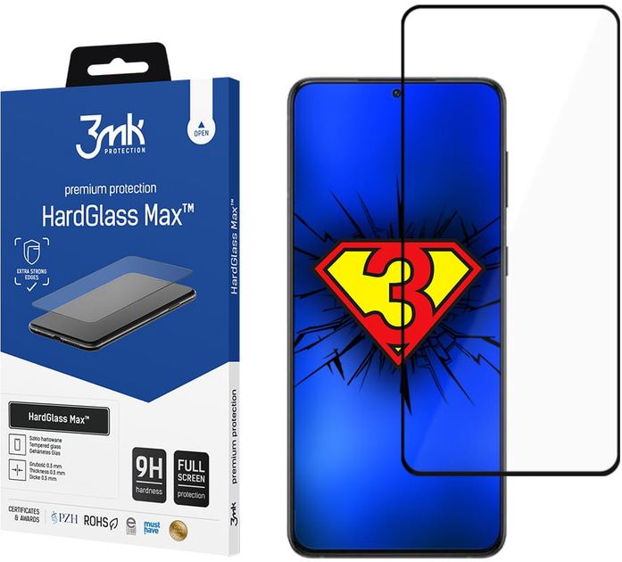 Szkło hartowane 3MK HardGlass Max dla Samsung Galaxy S22 (SM-S906) Plus czarne (5903108452908) - obraz 1