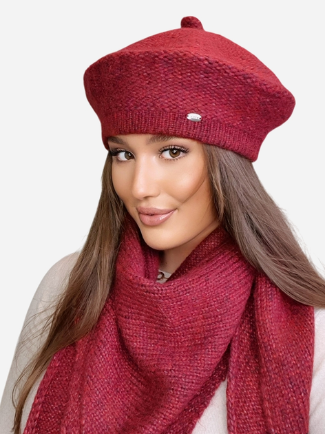 Komplet (beret + szalik) Kamea K.22.210.29 One Size Wino (5903246756104) - obraz 1