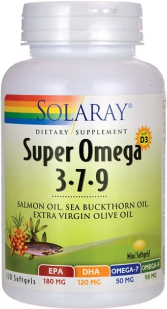 Kwasy tłuszczowe Solaray Super Omega 3-7-9 120 Perlas (76280610093) - obraz 1