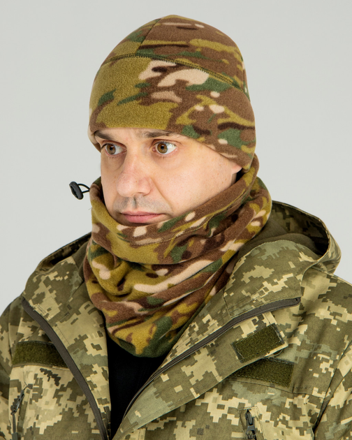 Комплект зимовий флісовий баф (шарф-труба) і шапка, S/55-56, мультикам - зображення 2