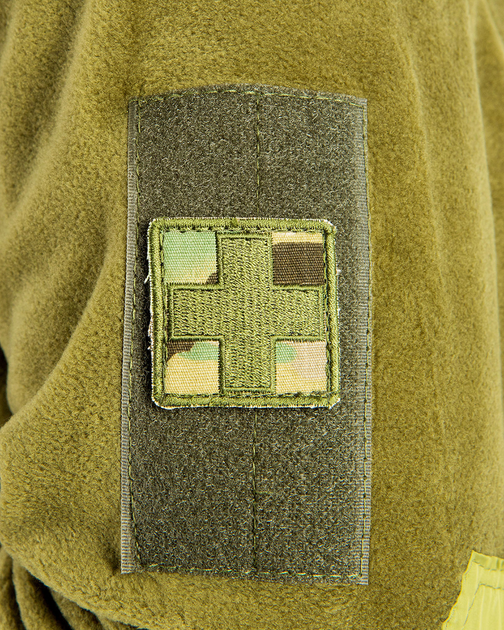 Шеврон, патч, емблема нарукавна, на аптечку Хрест, колір оливковий на липучці Розмір 4,5*4,5 см - зображення 2