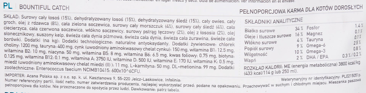 Sucha karma ACANA Bountiful Catch dla kotów wszystkich ras 1.8 kg (0064992714437) - obraz 4