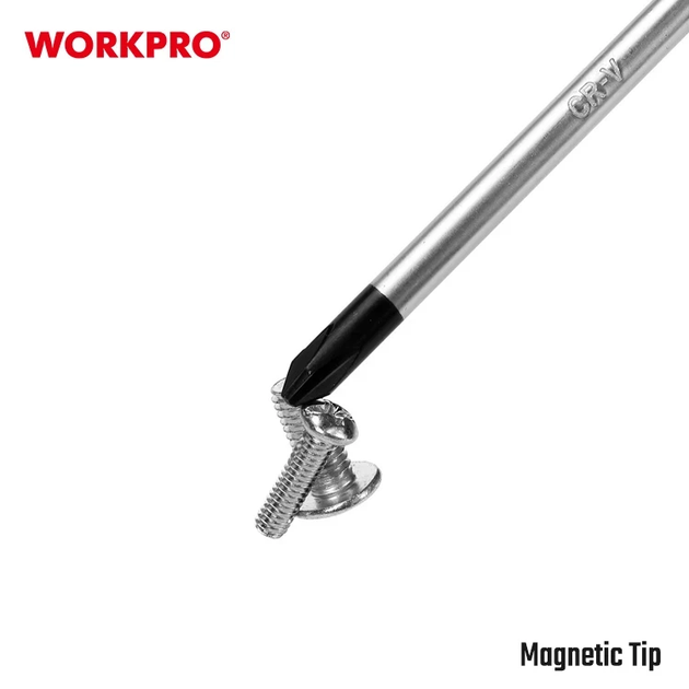 Отвертка крестовая WORKPRO PZ2X100мм CR-V PRO WP221037 - Фото 4 Отвертка крестовая WORKPRO PZ2X100мм CR-V PRO WP221037 - изображение 4