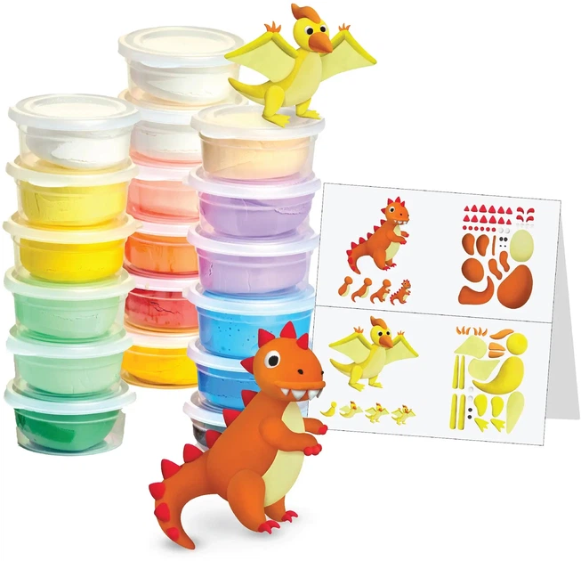 Zestaw masy plastycznej BERGER Kids Clay DINOZAURY 18 pojemniczkow 270 g (8596165040323) - obraz 3