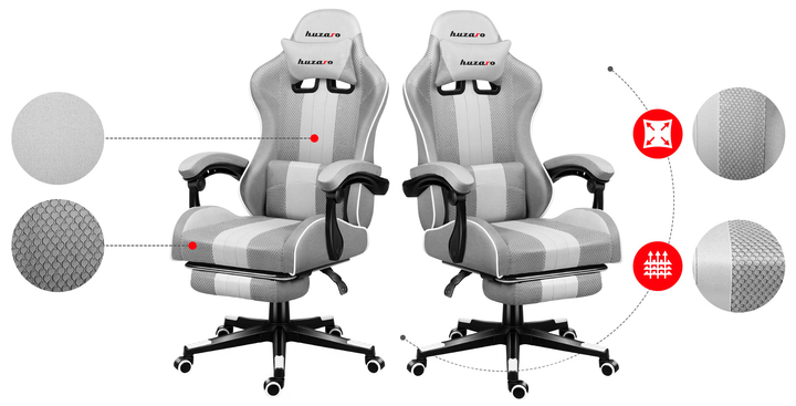 Ігрове крісло HUZARO Force 4.7 White Mesh тканина обшивка Біле (5903796011371) - зображення 15