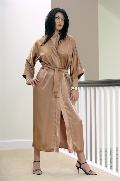 Szlafrok DKaren Plus Size 130 4XL Light Brown (5901780637712) - obraz 1