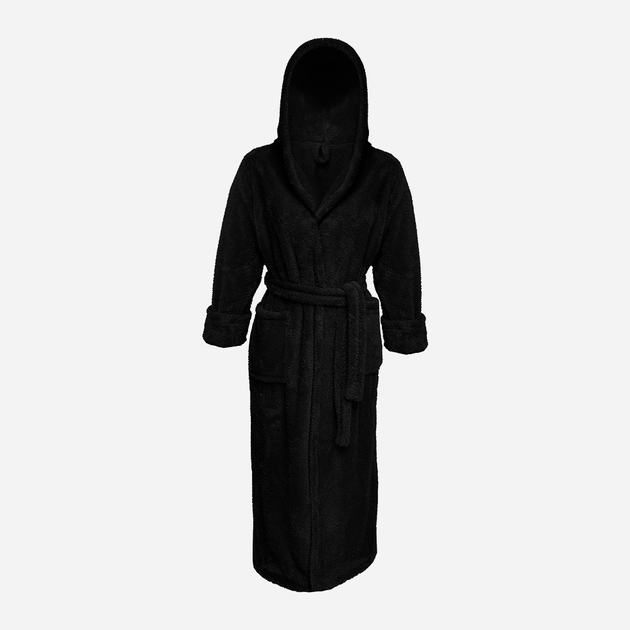 Халат жіночий теплий з капюшоном DKaren Plus Size Diana 4XL Black (5902854754878) - зображення 1