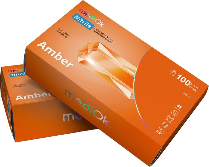 Перчатки нитриловые Mediok Amber Размер XL 100 шт Оранжевые (4044941731537) - изображение 1