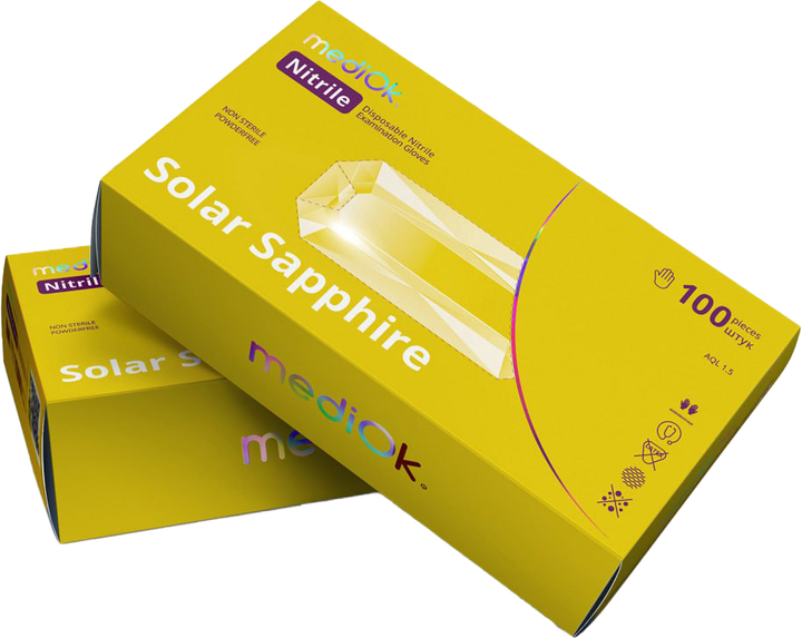 Рукавички нітрилові Mediok Solar Sapphire Розмір XS 100 шт Жовті (4044941731353) - зображення 1