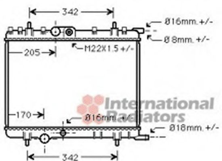 Радіатор охолодження двигуна 206/307/C4/Xsara/BERLINGO Van Wezel Van Wezel (40002300) - зображення 2