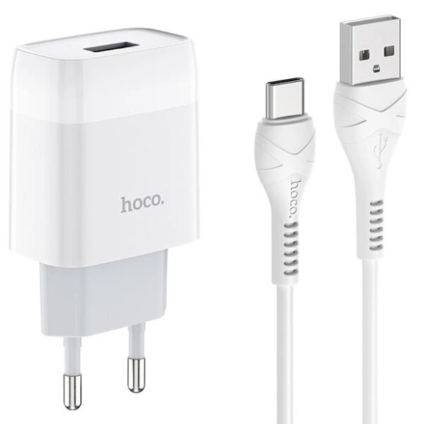 Сетевое зарядное устройство Hoco C72A + кабель Type-C Glorious Single Port Charger 1USB 2.1A White - Фото 1 Сетевое зарядное устройство Hoco C72A + кабель Type-C Glorious Single Port Charger 1USB 2.1A White - изображение 1