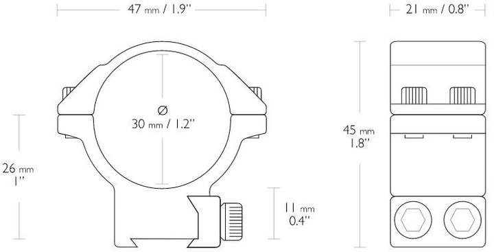 Кільця Hawke кільця Match Mounts 30 мм Medium. Сплав. 11 мм (39860158) - зображення 2