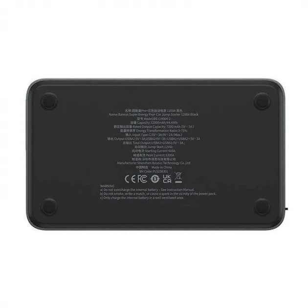 Rozrusznik samochodowy przenośny Baseus Super Energy Pro+ 1200 A Car Jump Starter Black (C00245700111-00) - obraz 6