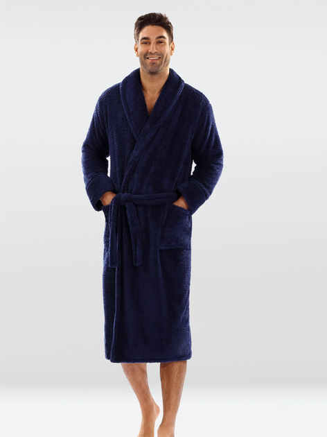 Халат чоловічий махровий DKaren Male Housecoat 130 L Navy Blue (5901780647124) - зображення 1