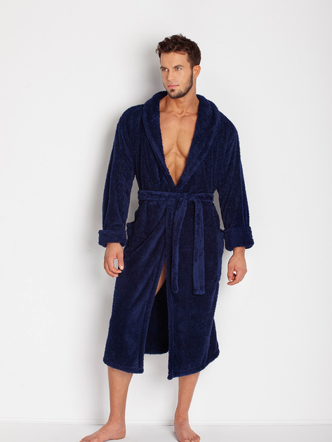 Халат чоловічий великих розмірів махровий DKaren Male Housecoat 130 2XL Темно-синій (5901780647148) - зображення 3