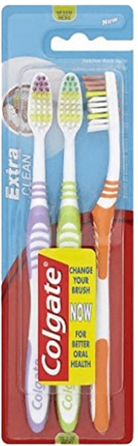 Щітка для зубів Colgate Extra Clean Medium Toothbrush 3 Units (8714789365152) - зображення 1