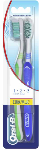 Szczoteczka do zębów Oral-B Shiny Clean Toothbrush Medium 2 szt (3014260094812) - obraz 1