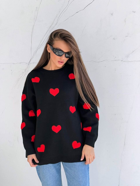 Красный свитер с сердечком для девочек