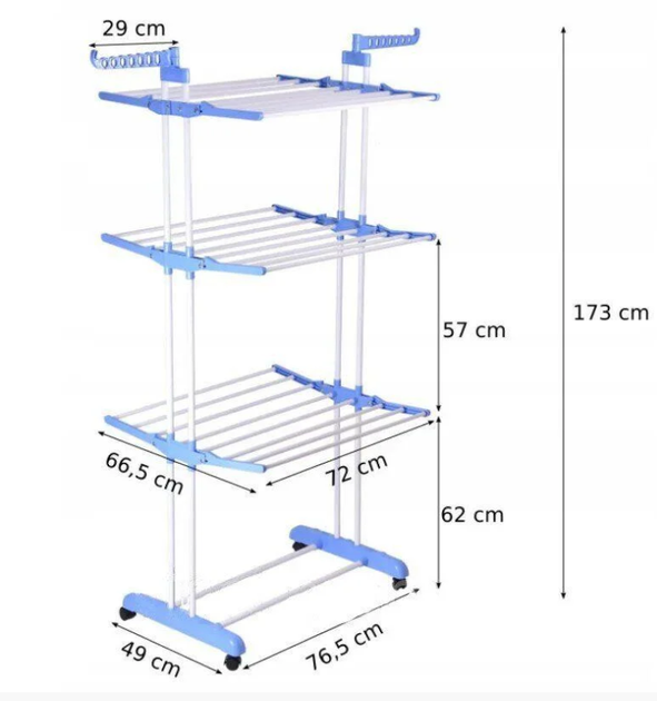 Многоярусная сушилка для белья, вещей, одежды Garment rack with wheels складная - изображение 6