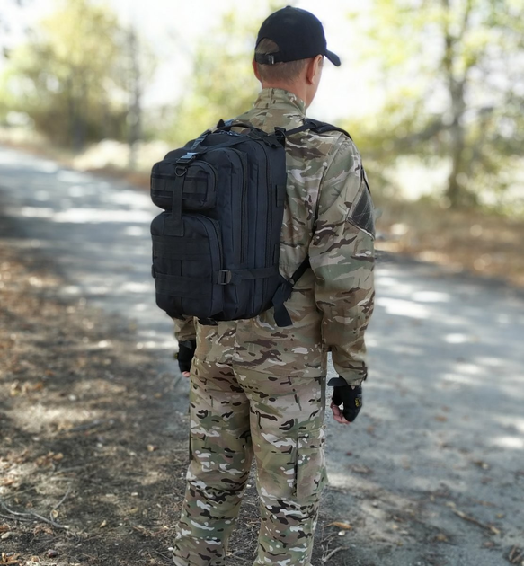 Тактичний військовий рюкзак Tactic армійський рюкзак 25 літрів Чорний (ta25-black) - зображення 2