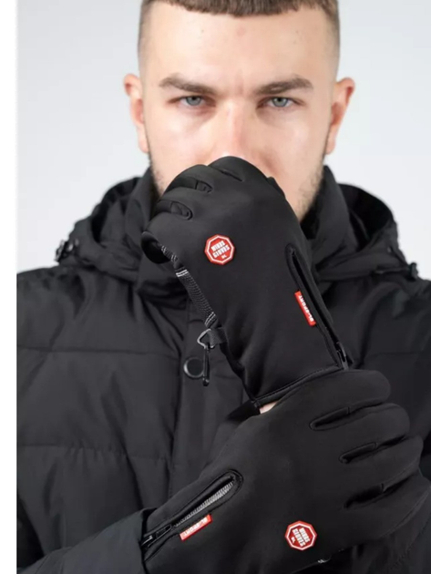 Военные флисовые перчатки , сенсорные водоотталкивающие перчатки М Black - изображение 2