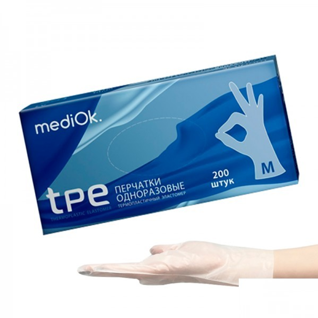 Рукавички з термопластичного еластомеру упаковка -100 пар розмір M безбарвні (2100994235032) - зображення 1