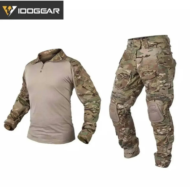 Чоловічий літній костюм камуфляжний тактичний IDOGEAR G3 (убакс+штани) мультикам з наколінниками - зображення 1