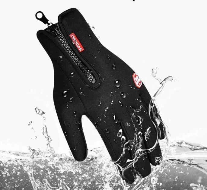 Тактичні водовідштовхуючі рукавиці з флісовою підкладкою зручні і теплі Black L - зображення 1
