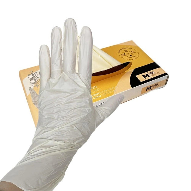 Одноразові рукавички FLOREX, кремовий М, 100 шт Reflex - зображення 1