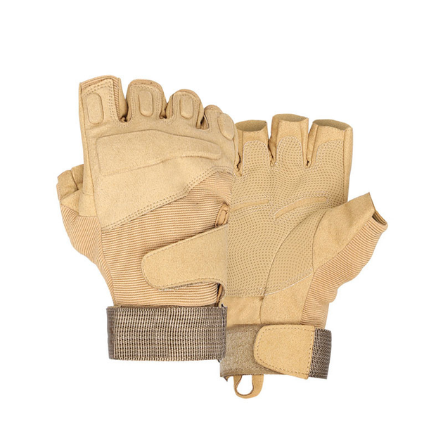 Перчатки беспалые Lesko E302 Sand Khaki L военные тактические милитари открытые без пальцев - изображение 2