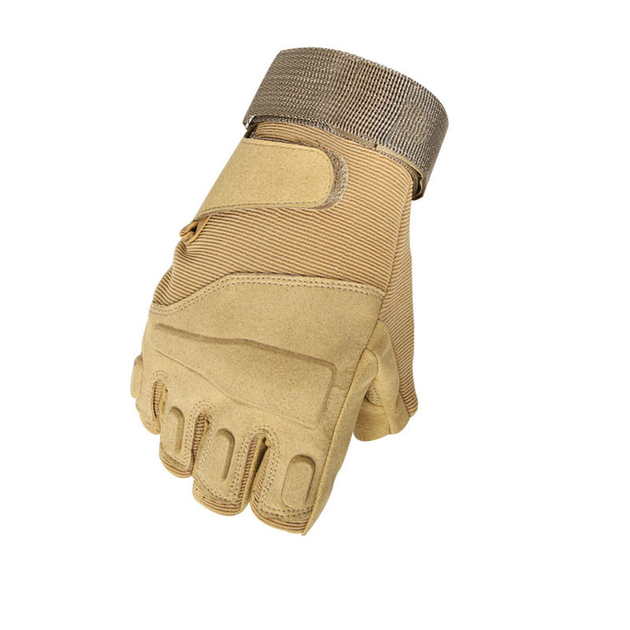 Перчатки беспалые Lesko E302 Sand Khaki M военные тактические милитари открытые без пальцев - изображение 1