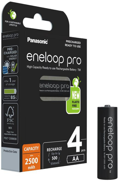 Akumulator Panasonic Eneloop Pro AA 2500 mAh 4 szt (5410853064152) - obraz 1