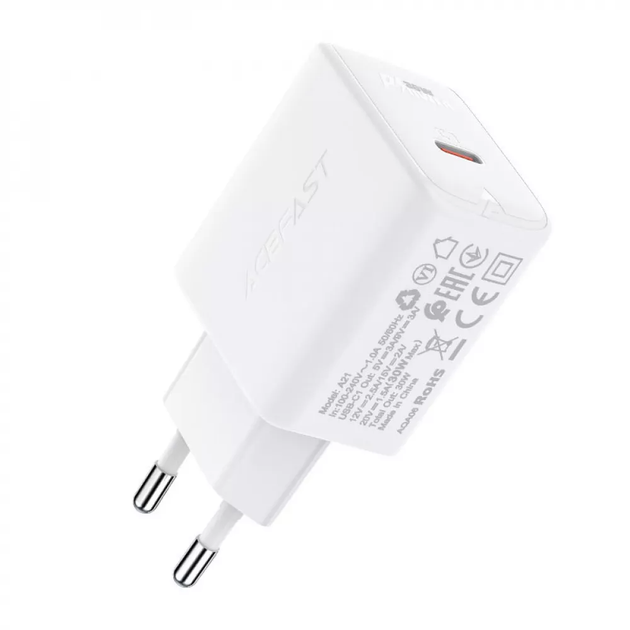 Зарядное устройство для СЗУ Acefast A21 GaN 30W Type-C white - изображение 3