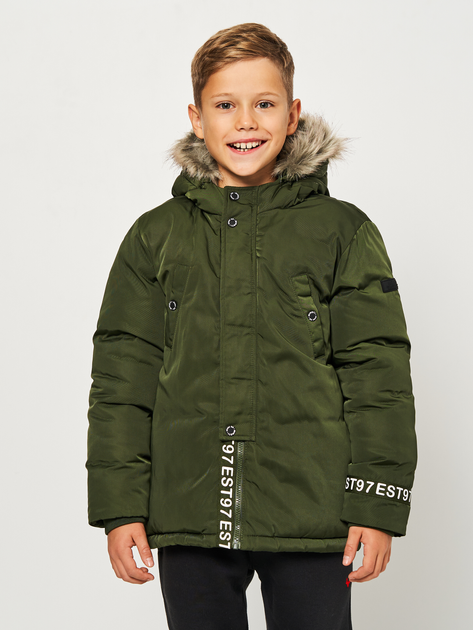 Акція на Дитяча зимова довга куртка для хлопчика Minoti 15coat 48 39618JNR 92-98 см Хакі від Rozetka