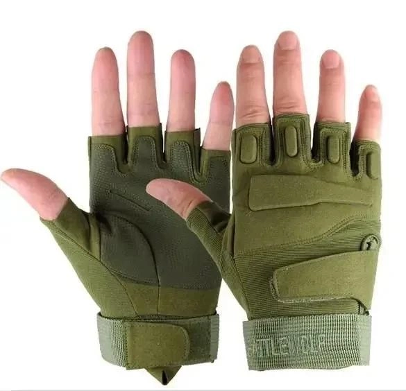 Перчатки беспалые BlackHawk зеленые без пальцев США L (1077) - изображение 1