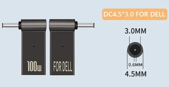 Переходник адаптер Type-C PD 100W на DC (4.5x3.0x0.6 мм) Trexton для зарядки ноутбука Dell - Фото 2 Переходник адаптер Type-C PD 100W на DC (4.5x3.0x0.6 мм) Trexton для зарядки ноутбука Dell - изображение 2