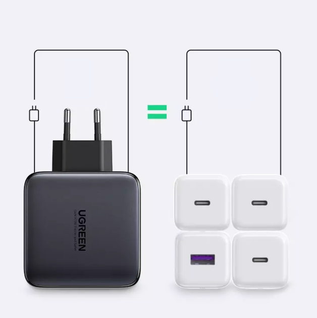 Зарядное устройство Ugreen GaN X 100W Fast Charger 4 USB PD QC3.0 QC4.0 FCP 3C1A (CD226) - изображение 14