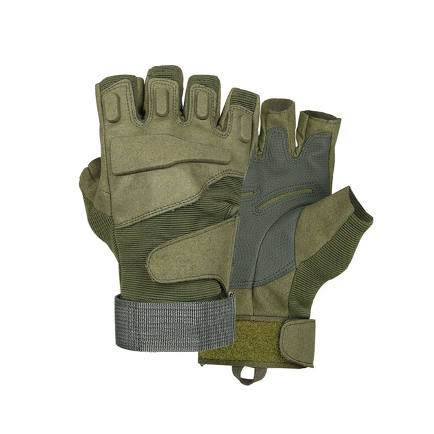 Перчатки беспалые Lesko E302 Green XL военные тактические милитари - изображение 1