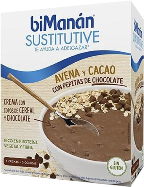 Каша Bimanan Sustitutive Oatmeal and Cocoa Cream with Chocolate Chips 275 г (3175681234215) - зображення 1