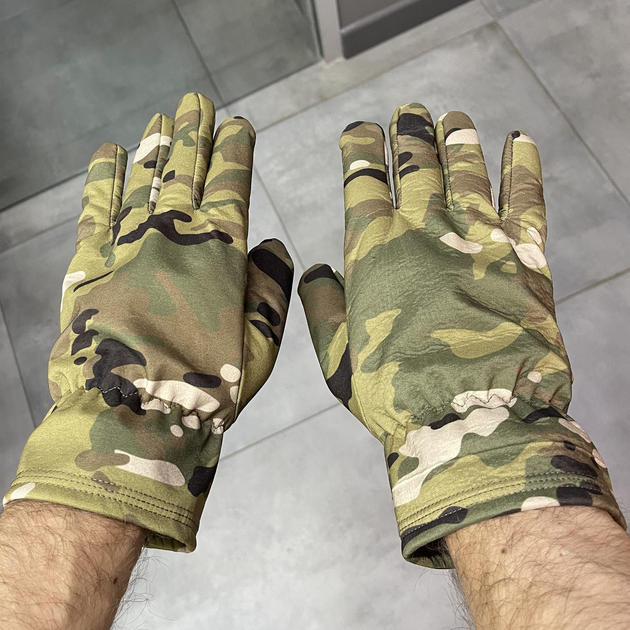 Рукавички зимові пальцеві, Мультикам, розмір XL, підкладка фліс, тактичні зимові рукавички - зображення 1
