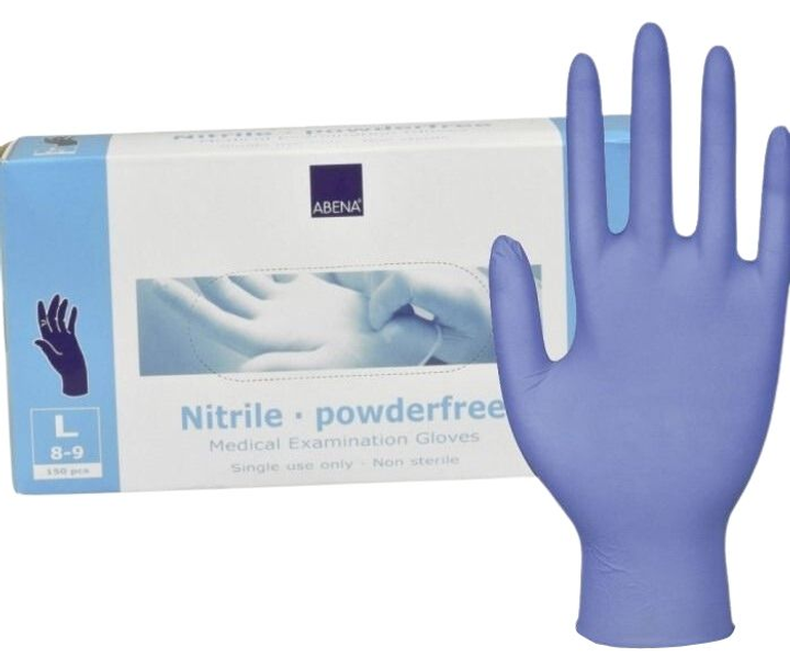 Rękawiczki medyczne Abena Nitrile Guards Blue L 150U (5703538417412) - obraz 1