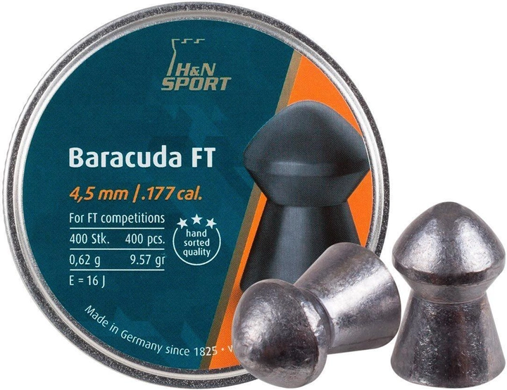 Пули пневматические H&N Baracuda FT 0,62 г калибра 4,51 мм (400шт/уп) - изображение 1