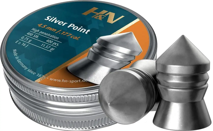 Кулі пневматичні H&N Silver Point 0,75 г калібру 4,5 мм (400шт/уп) - зображення 1