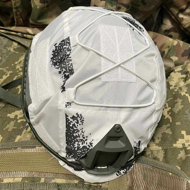 Кавер чехол на шлем каску Fast с панелями Векро Белый (Kali) - изображение 1