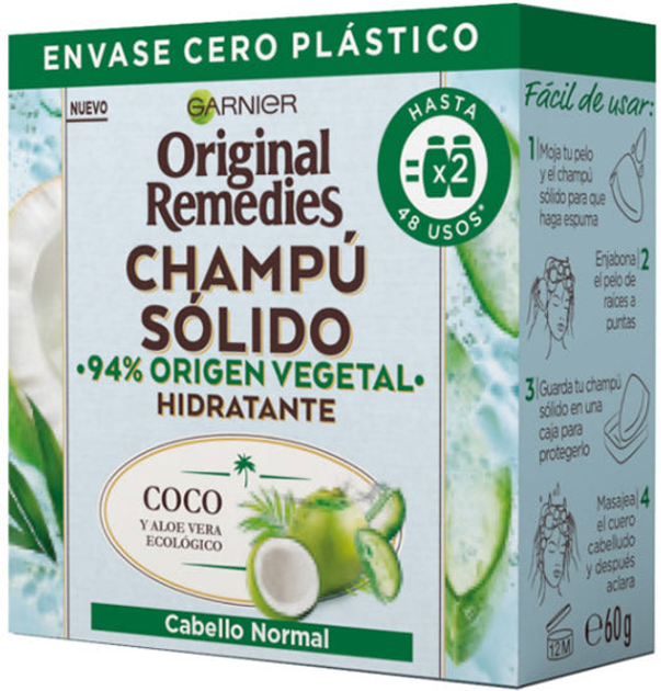 Szampon Garnier Original Remedies Shampoo Solido Cabello Normal 60 g (3600542373753) - obraz 1